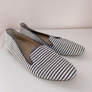 J. Crew Made In Italy Navy white striped loafer